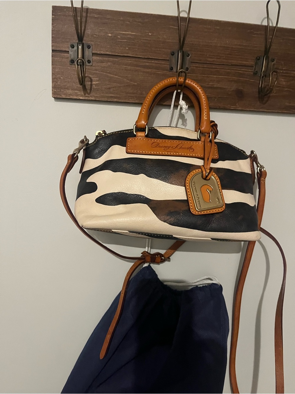 Dooney & Bourke Zebra-Print Crossbody Satchel in Cream, Black & Tan